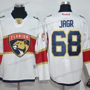 Herren Florida Panthers #68 Jaromir Jagr Road Strickerei NHL Trikots – Weiß