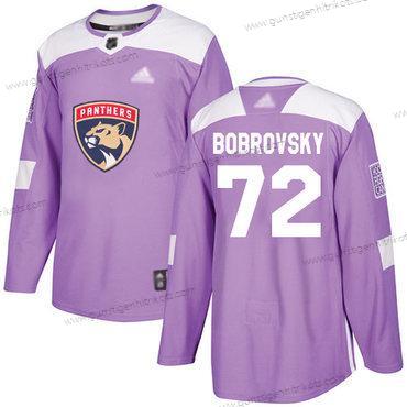 Herren Florida Panthers #72 Sergei Bobrovsky Authentisch Bekämpft Krebs Strickerei Hockey Trikots – Lila