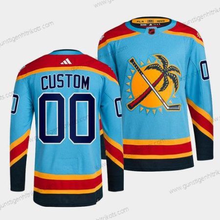 Herren Florida Panthers Personalisiertes 2022 Rückseite Retro Strickerei Trikots – Blau