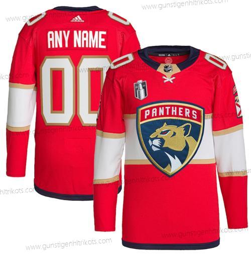 Herren Florida Panthers Personalisiertes Active Spieler 2023 Stanley Cup Final Strickerei Trikots – Rot