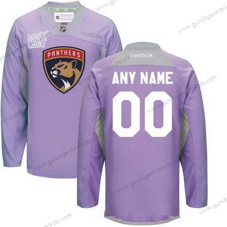 Herren Florida Panthers Personalisiertes Reebok Hockey Bekämpft Krebs Praxis Trikots – Lila Rosa