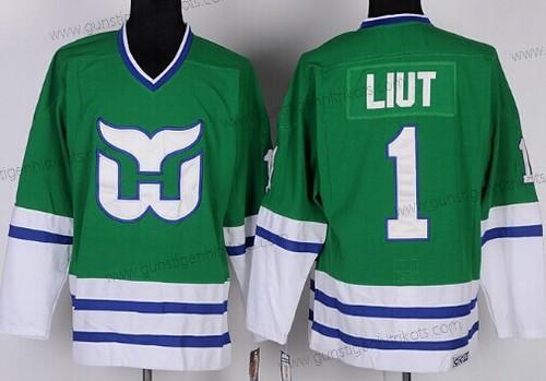 Herren Hartford Whalers #1 Mike Liut Retro CCM Trikots – Grün