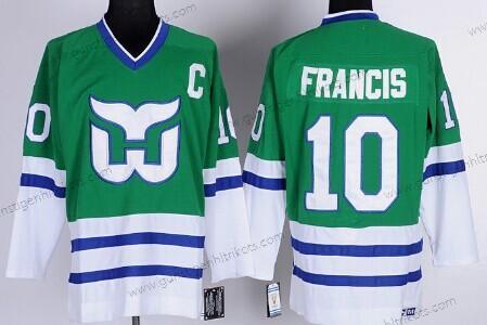 Herren Hartford Whalers #10 Ron Francis Retro CCM Trikots – Grün