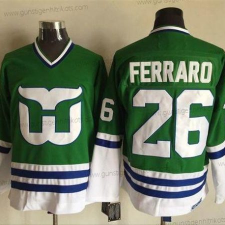 Herren Hartford Whalers #26 Ray Ferraro CCM Retro Strickerei NHL Trikots – Grün