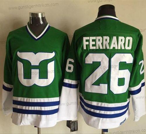 Herren Hartford Whalers #26 Ray Ferraro CCM Retro Strickerei NHL Trikots – Grün