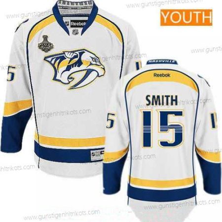 Herren Jugend Nashville Predators #15 Craig Smith 2017 Stanley Cup Finals Patch Strickerei NHL Reebok Hockey Trikots – Weiß