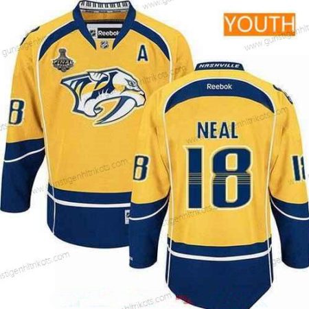 Herren Jugend Nashville Predators #18 James Neal 2017 Stanley Cup Finals A Patch Strickerei NHL Reebok Hockey Trikots – Gelb