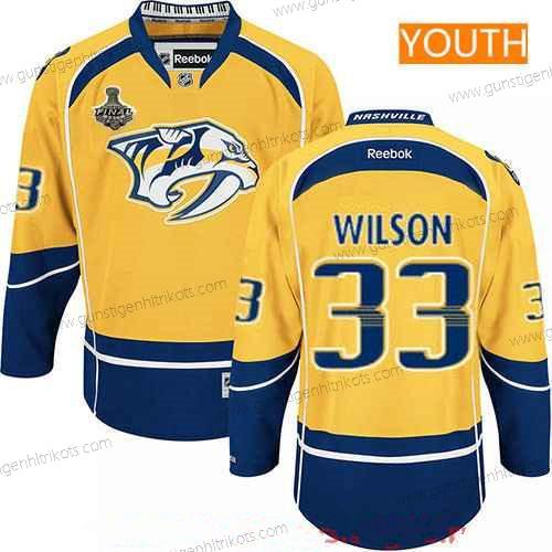 Herren Jugend Nashville Predators #33 Colin Wilson 2017 Stanley Cup Finals Patch Strickerei NHL Reebok Hockey Trikots – Gelb