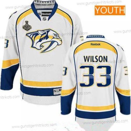 Herren Jugend Nashville Predators #33 Colin Wilson 2017 Stanley Cup Finals Patch Strickerei NHL Reebok Hockey Trikots – Weiß