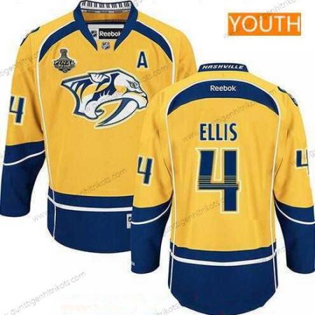 Herren Jugend Nashville Predators #4 Ryan Ellis 2017 Stanley Cup Finals A Patch Strickerei NHL Reebok Hockey Trikots – Gelb