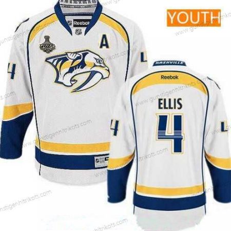 Herren Jugend Nashville Predators #4 Ryan Ellis 2017 Stanley Cup Finals A Patch Strickerei NHL Reebok Hockey Trikots – Weiß