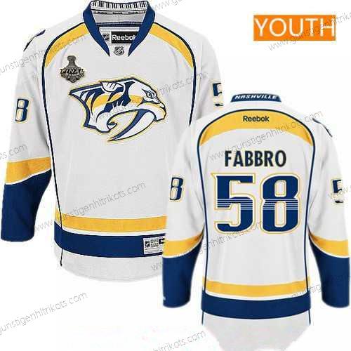 Herren Jugend Nashville Predators #58 Dante Fabbro 2017 Stanley Cup Finals Patch Strickerei NHL Reebok Hockey Trikots – Weiß