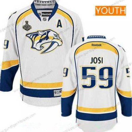 Herren Jugend Nashville Predators #59 Roman Josi 2017 Stanley Cup Finals A Patch Strickerei NHL Reebok Hockey Trikots – Weiß