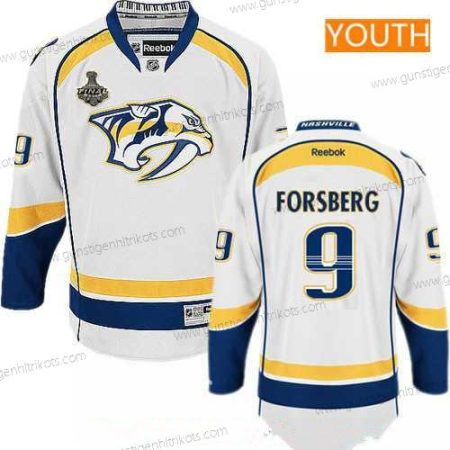 Herren Jugend Nashville Predators #9 Filip Forsberg 2017 Stanley Cup Finals Patch Strickerei NHL Reebok Hockey Trikots – Weiß