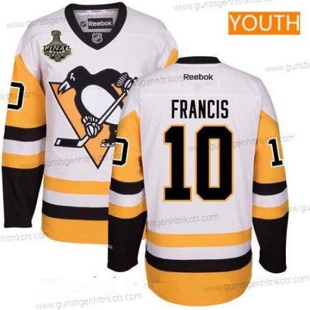 Herren Jugend Pittsburgh Penguins #10 Ron Francis Ausweichtrikot 2017 Stanley Cup Finals Patch Strickerei NHL Reebok Hockey Trikots – Weiß