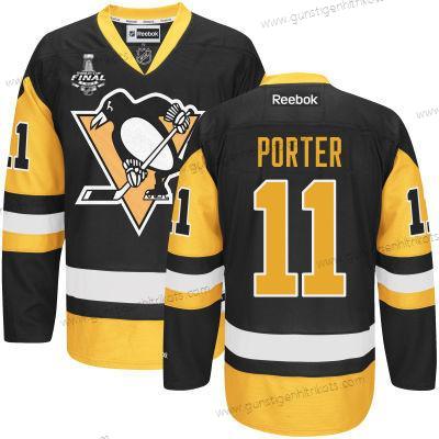 Herren Jugend Pittsburgh Penguins #11 Kevin Porter With 2017 Stanley Cup NHL Finals Patch Trikots – Schwarz Gold