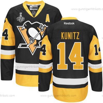 Herren Jugend Pittsburgh Penguins #14 Chris Kunitz With 2017 Stanley Cup NHL Finals A Patch Trikots – Schwarz Gold