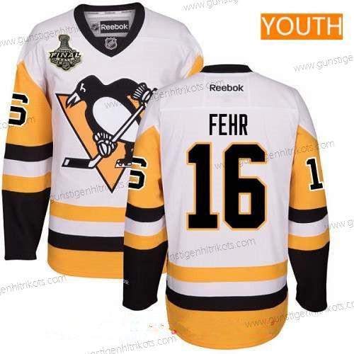 Herren Jugend Pittsburgh Penguins #16 Eric Fehr Ausweichtrikot 2017 Stanley Cup Finals Patch Strickerei NHL Reebok Hockey Trikots – Weiß