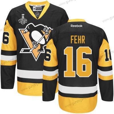 Herren Jugend Pittsburgh Penguins #16 Eric Fehr With 2017 Stanley Cup NHL Finals Patch Trikots – Schwarz Gold