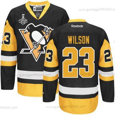 Herren Jugend Pittsburgh Penguins #23 Scott Wilson With 2017 Stanley Cup NHL Finals Patch Trikots – Schwarz Gold