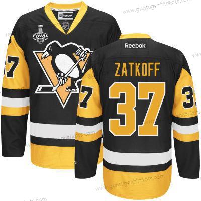 Herren Jugend Pittsburgh Penguins #37 Jeff Zatkoff With 2017 Stanley Cup NHL Finals Patch Trikots – Schwarz Gold