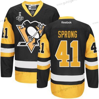 Herren Jugend Pittsburgh Penguins #41 Daniel Sprong With 2017 Stanley Cup NHL Finals Patch Trikots – Schwarz Gold