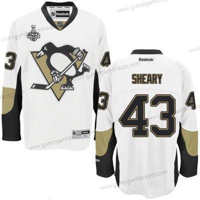 Herren Jugend Pittsburgh Penguins #43 Conor Sheary Auswärtstrikots 2017 Stanley Cup NHL Finals Patch Trikots – Weiß