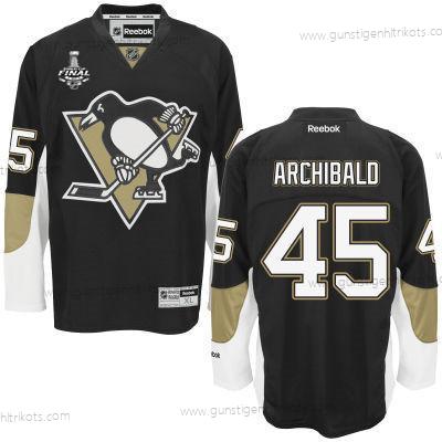 Herren Jugend Pittsburgh Penguins #45 Josh Archibald Heimtrikots 2017 Stanley Cup NHL Finals Patch Trikots – Schwarz