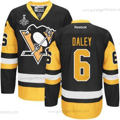 Herren Jugend Pittsburgh Penguins #6 Trevor Daley With 2017 Stanley Cup NHL Finals Patch Trikots – Schwarz Gold