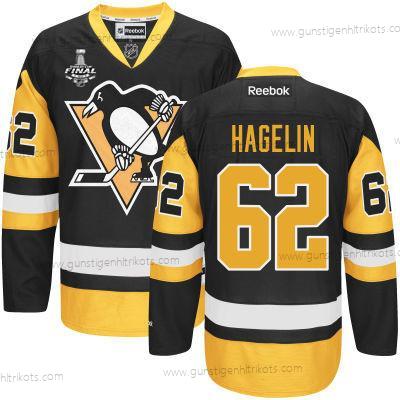 Herren Jugend Pittsburgh Penguins #62 Carl Hagelin With 2017 Stanley Cup NHL Finals Patch Trikots – Schwarz Gold