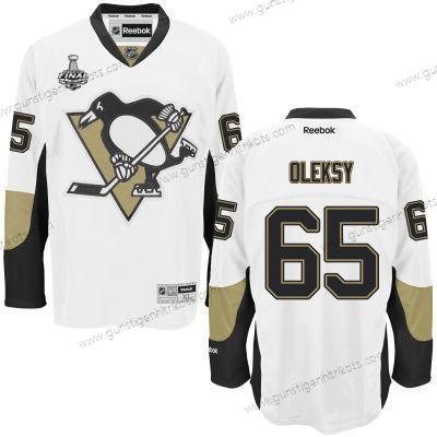 Herren Jugend Pittsburgh Penguins #65 Steve Oleksy Auswärtstrikots 2017 Stanley Cup NHL Finals Patch Trikots – Weiß