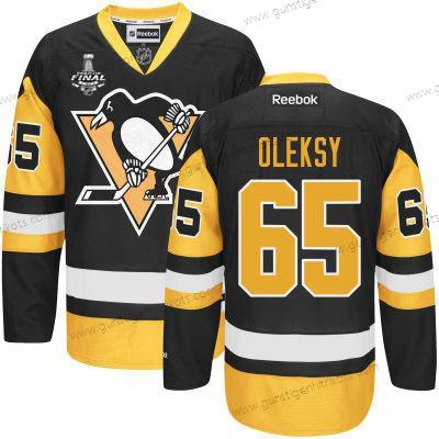 Herren Jugend Pittsburgh Penguins #65 Steve Oleksy With 2017 Stanley Cup NHL Finals Patch Trikots – Schwarz Gold