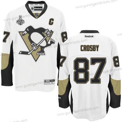 Herren Jugend Pittsburgh Penguins #87 Sidney Crosby Auswärtstrikots 2017 Stanley Cup NHL Finals C Patch Trikots – Weiß