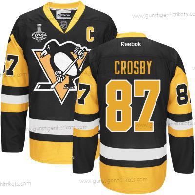 Herren Jugend Pittsburgh Penguins #87 Sidney Crosby With 2017 Stanley Cup NHL Finals C Patch Trikots – Schwarz Gold