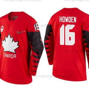 Herren Kanada Team #16 Quinton Howden 2018 Winter Olympics Trikots – Rot