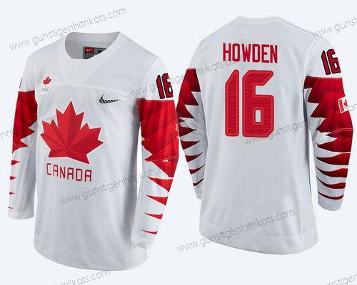 Herren Kanada Team #16 Quinton Howden 2018 Winter Olympics Trikots – Weiß