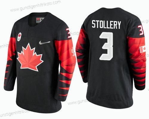 Herren Kanada Team #3 Karl Stollery 2018 Winter Olympics Trikots – Schwarz