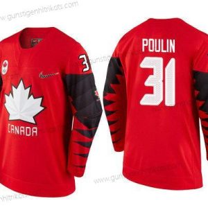 Herren Kanada Team #31 Kevin Poulin 2018 Winter Olympics Trikots – Rot