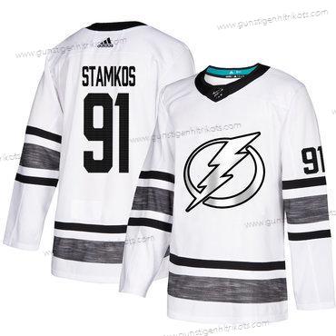 Herren Lightning #91 Steven Stamkos Authentisch 2019 All-Star Strickerei Hockey Trikots – Weiß