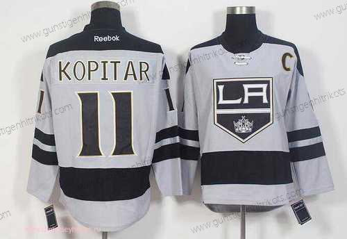 Herren Los Angeles Kings #11 Anze Kopitar ersatzweise Strickerei NHL 2016-17 Reebok Hockey Trikots – Grau