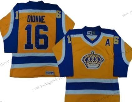 Herren Los Angeles Kings #16 Marcel Dionne With Retro CCM Trikots – Gelb Lila