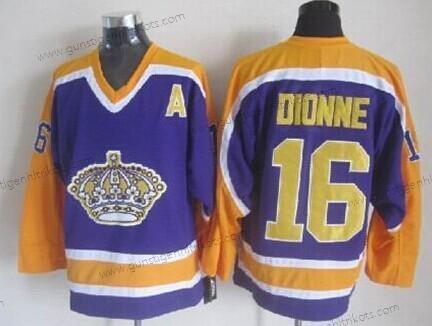 Herren Los Angeles Kings #16 Marcel Dionne With Retro CCM Trikots – Lila Gelb