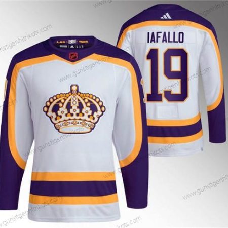 Herren Los Angeles Kings #19 Alex Iafallo 2022 Rückseite Retro Strickerei Trikots – Weiß