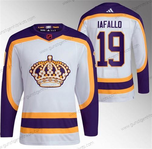 Herren Los Angeles Kings #19 Alex Iafallo 2022 Rückseite Retro Strickerei Trikots – Weiß