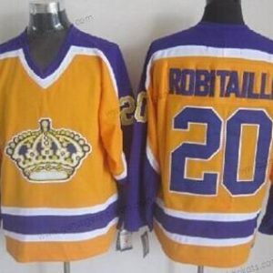 Herren Los Angeles Kings #20 Luc Robitaille With Retro CCM Trikots – Gelb Lila