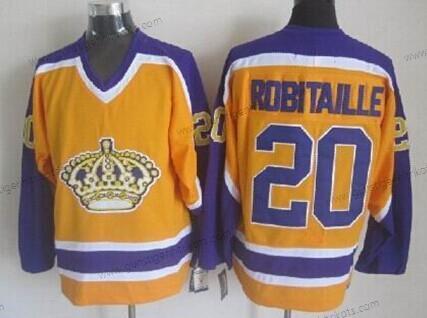 Herren Los Angeles Kings #20 Luc Robitaille With Retro CCM Trikots – Gelb Lila