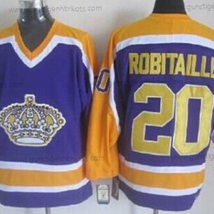 Herren Los Angeles Kings #20 Luc Robitaille With Retro CCM Trikots – Lila Gelb