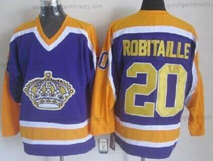 Herren Los Angeles Kings #20 Luc Robitaille With Retro CCM Trikots – Lila Gelb