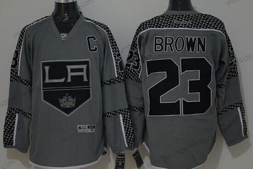 Herren Los Angeles Kings #23 Dustin Brown Charcoal Trikots – Grau