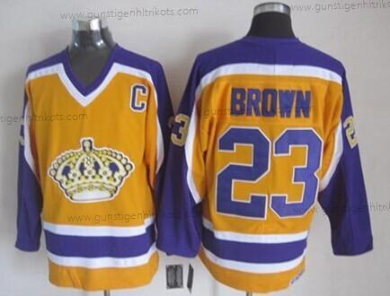 Herren Los Angeles Kings #23 Dustin Brown Retro CCM Trikots – Gelb